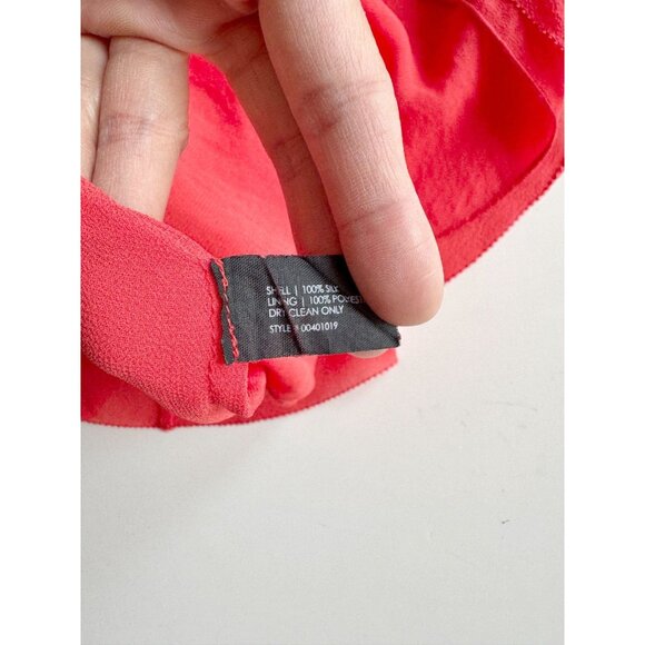 CLUB MONACO Coral Red Silk Georgette Ruffle Layered A-Line Tank, Size S - Picture 10 of 11